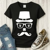 Irish Beer Mustache St. Patrick's Day Face Women's T-Shirt thumb 3
