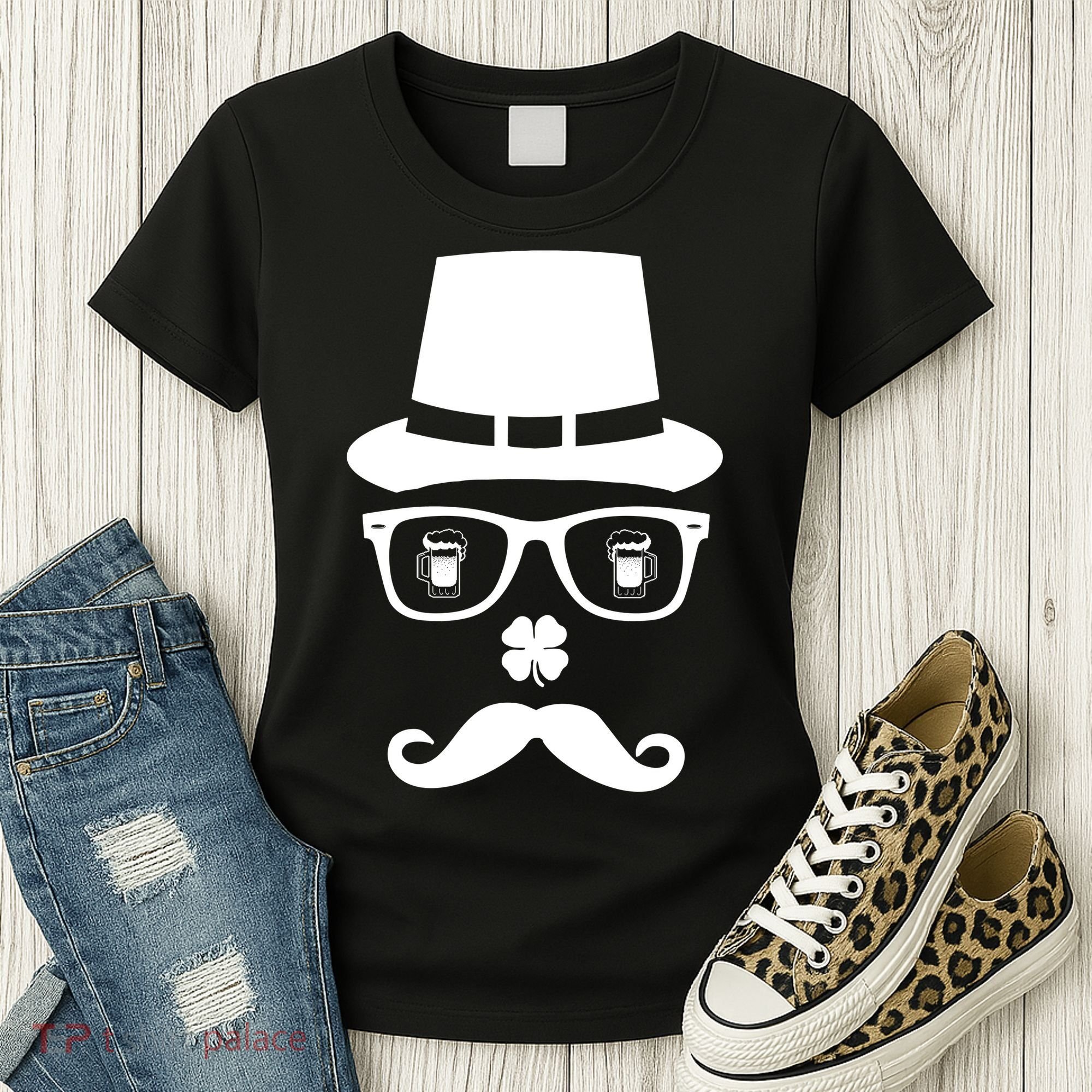 Irish Beer Mustache St. Patrick's Day Face Women's T-Shirt