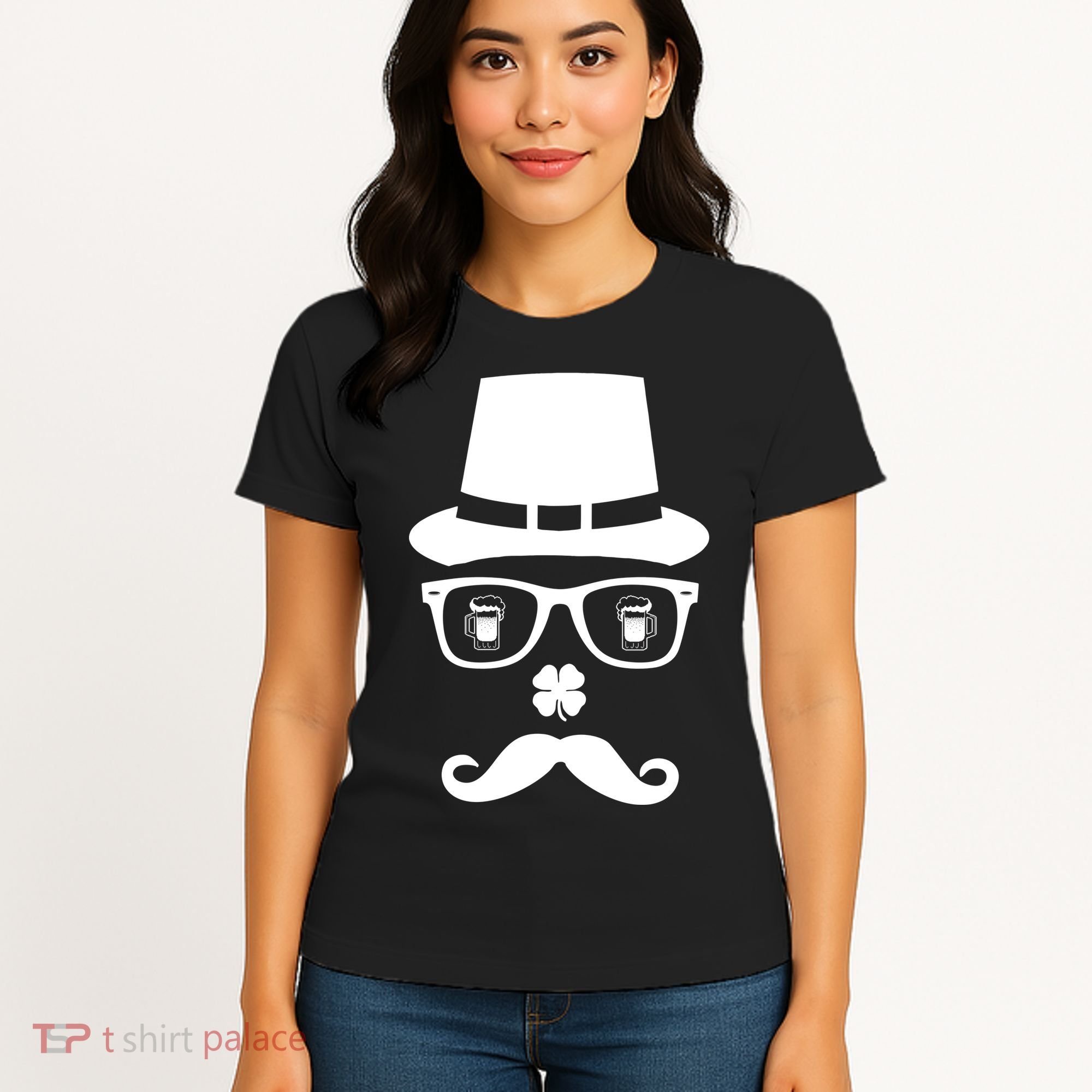 Irish Beer Mustache St. Patrick's Day Face Women's T-Shirt