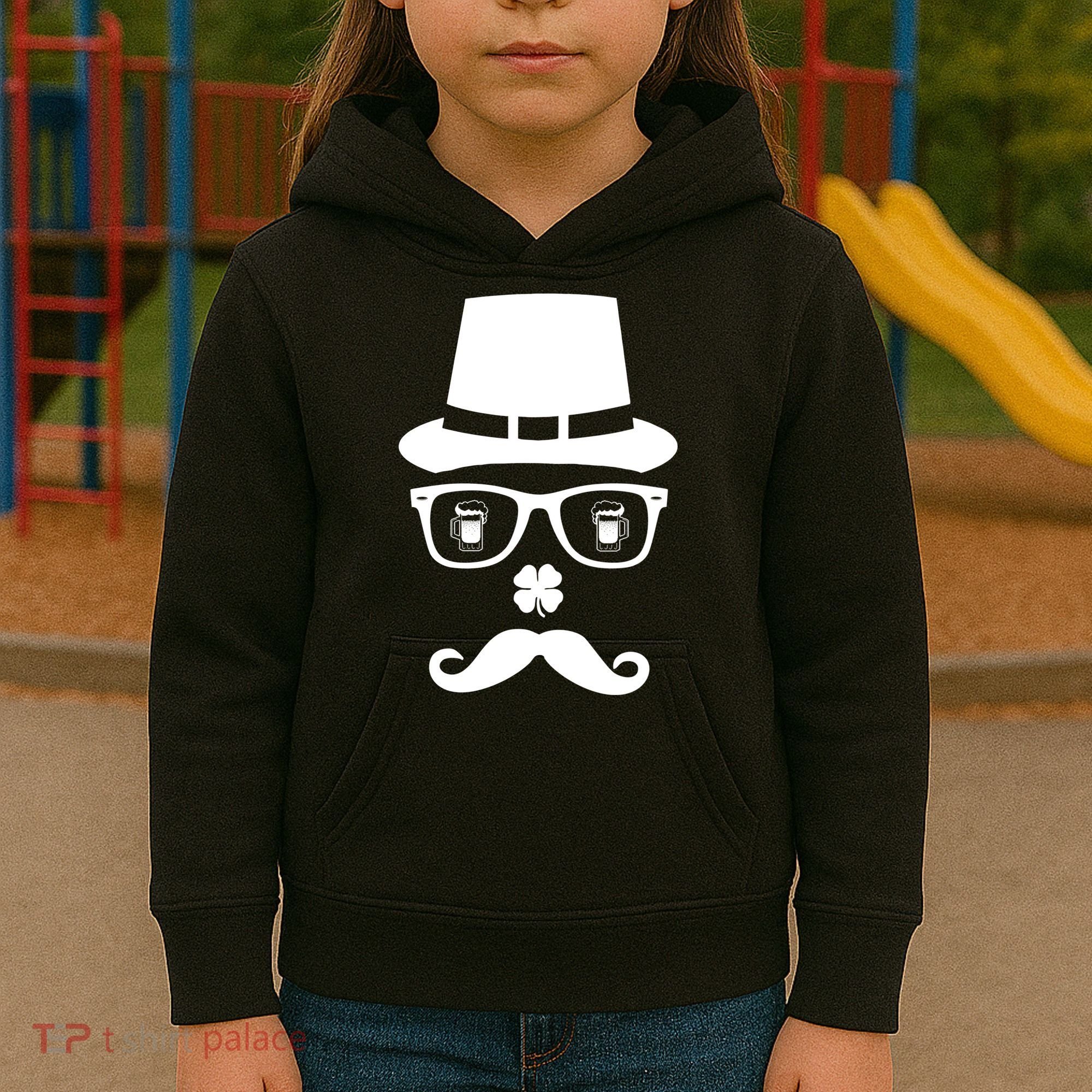 Irish Beer Mustache St. Patrick's Day Face Kids Hoodie