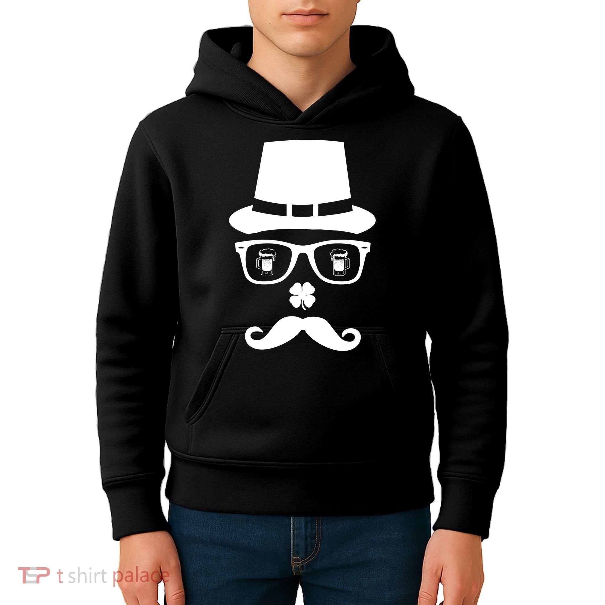 Irish Beer Mustache St. Patrick's Day Face Kids Hoodie