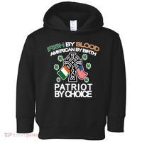 Irish By Blood American By Birth Patriotic By Choice Toddler Hoodie thumb 0
