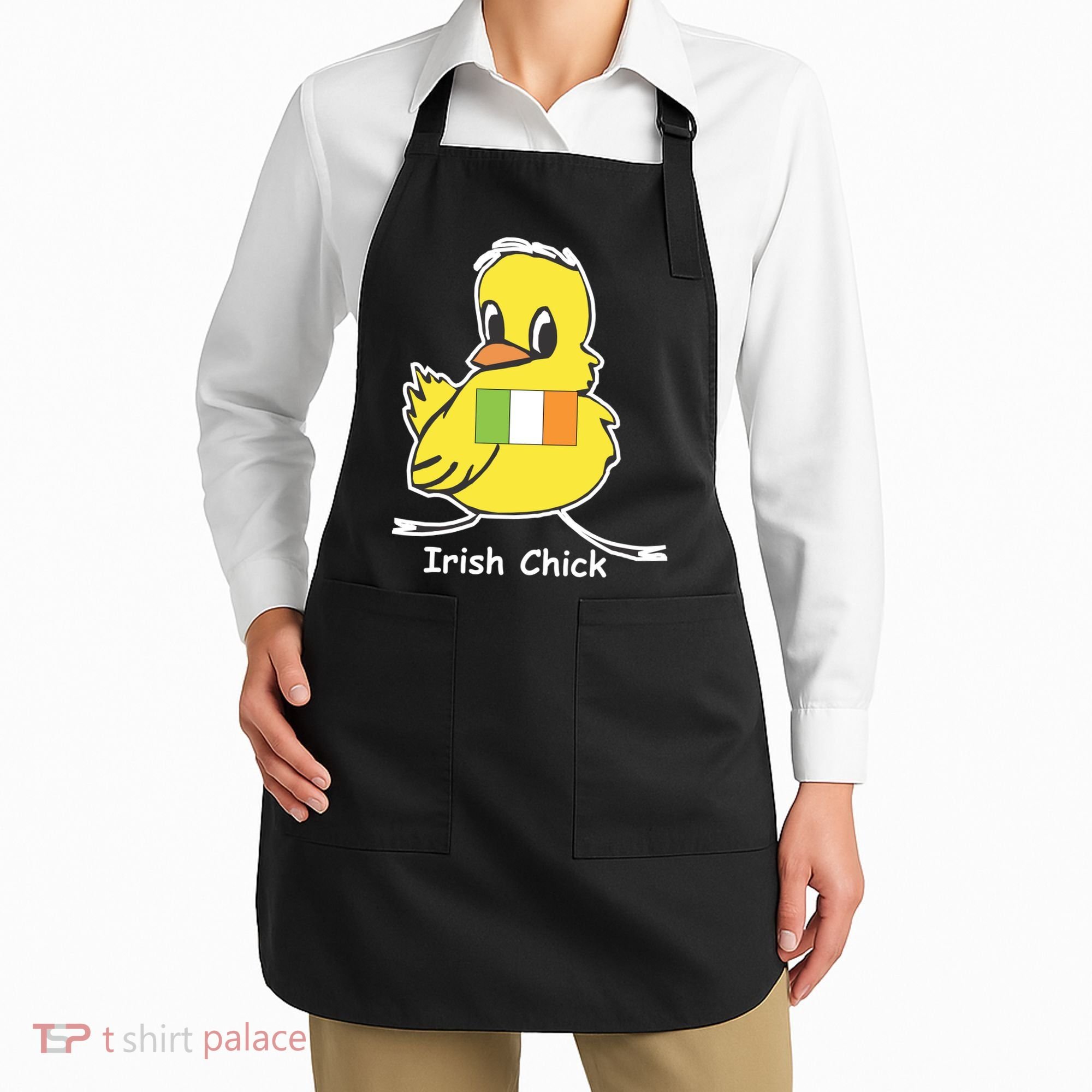 Irish Chick Cute Chicken With Flag Apron