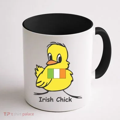 Irish Chick Cute Chicken With Flag Coffee Mug back