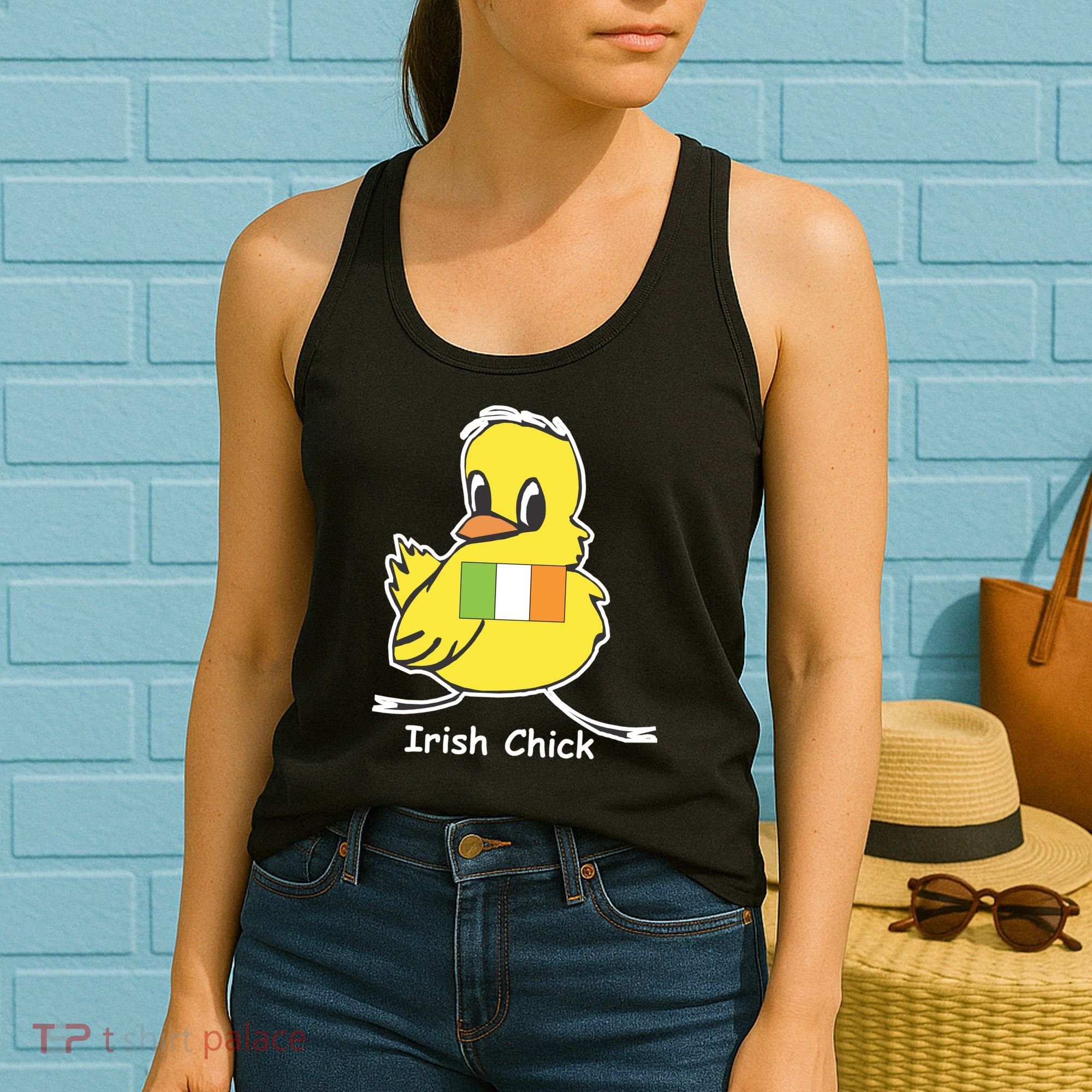 Irish Chick Cute Chicken With Flag Women's Tank Top