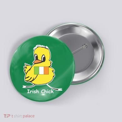 Irish Chick Cute Chicken With Flag Button