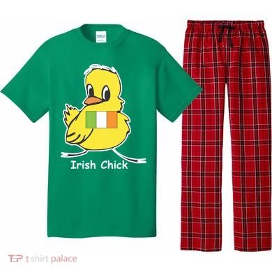 Irish Chick Cute Chicken With Flag Pajama Set