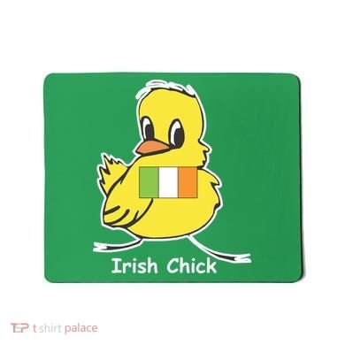 Irish Chick Cute Chicken With Flag Mousepad