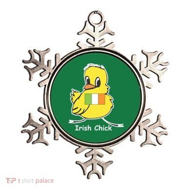 Irish Chick Cute Chicken With Flag Ornament