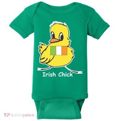 Irish Chick Cute Chicken With Flag Baby Bodysuit