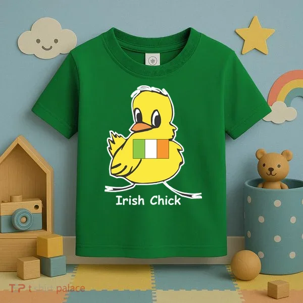Irish Chick Cute Chicken With Flag Toddler T-Shirt
