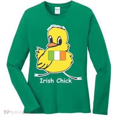 Irish Chick Cute Chicken With Flag Women's Long Sleeve Shirt