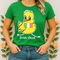Irish Chick Cute Chicken With Flag Women's T-Shirt thumb 2