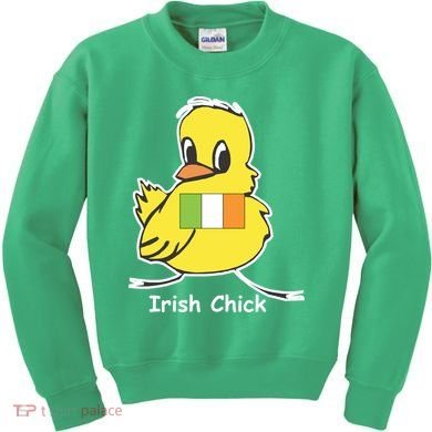 Irish Chick Cute Chicken With Flag Kids Sweatshirt