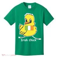 Irish Chick Cute Chicken With Flag Kids T-Shirt thumb 0