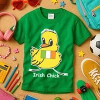Irish Chick Cute Chicken With Flag Kids T-Shirt thumb 3