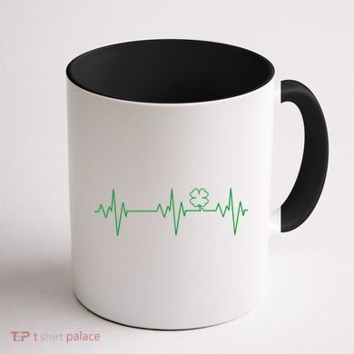 Irish Clover Heartbeat Funny St. Patrick's Day Coffee Mug back