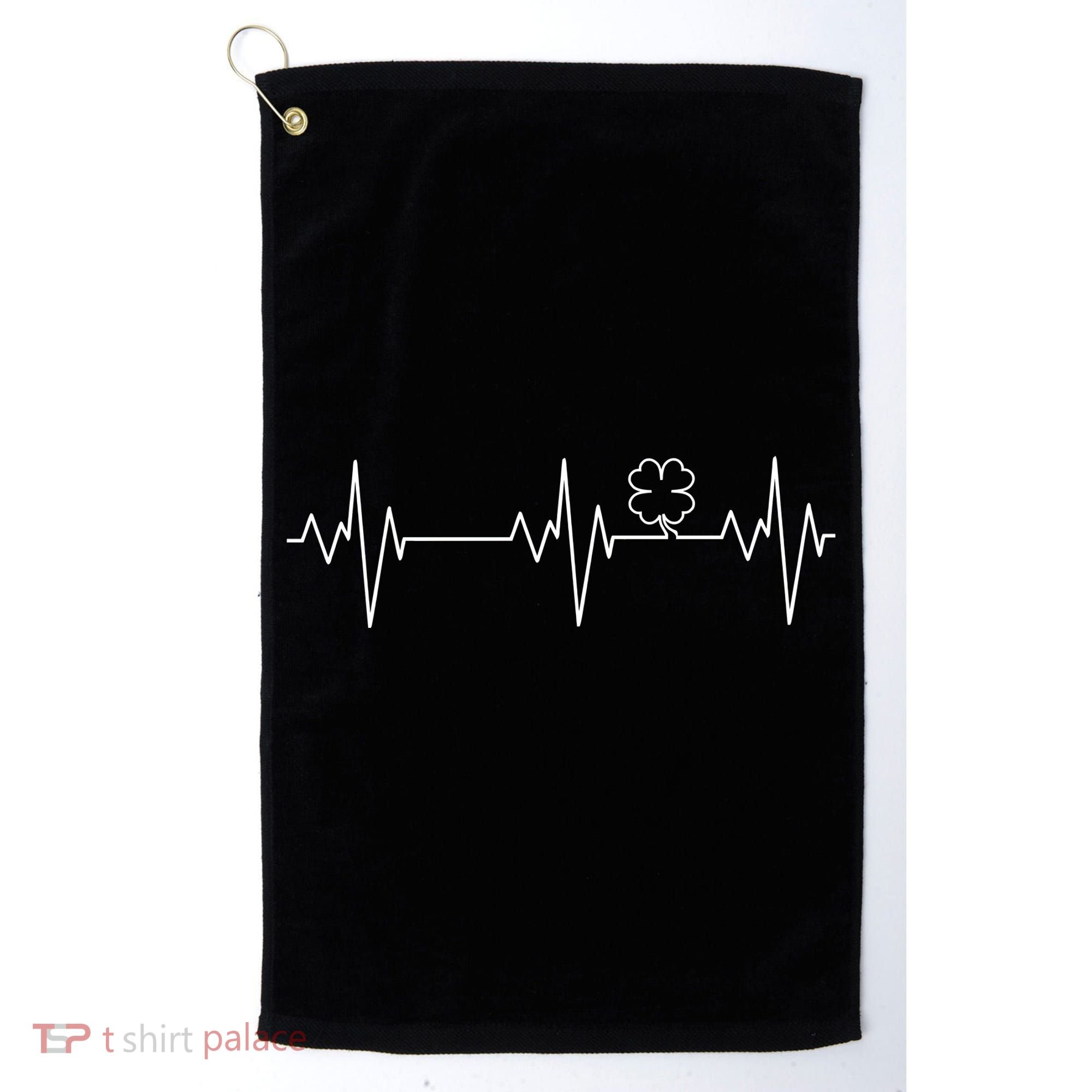 Irish Clover Heartbeat Funny St. Patrick's Day Golf Towel