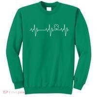 Irish Clover Heartbeat Funny St. Patrick's Day Sweatshirt thumb 0