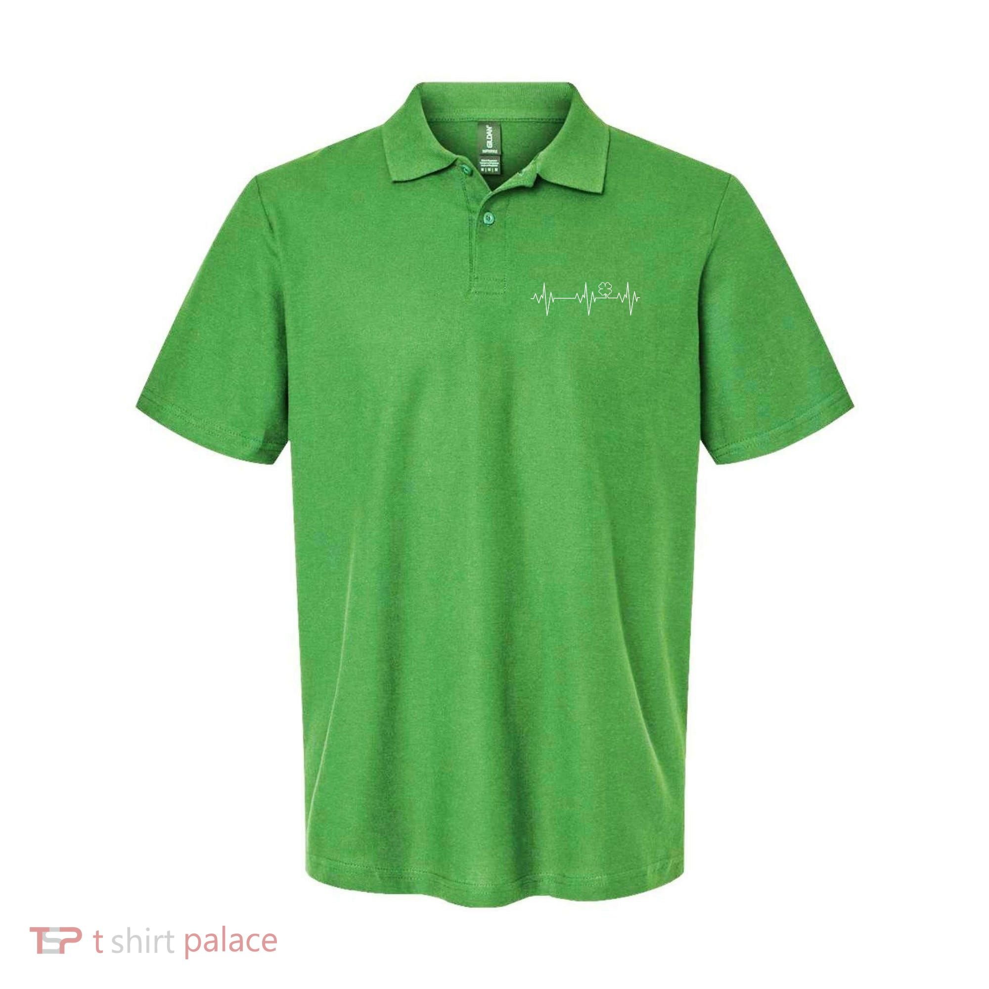 Irish Clover Heartbeat Funny St. Patrick's Day Polo