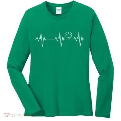 Irish Clover Heartbeat Funny St. Patrick's Day Women's Long Sleeve Shirt
