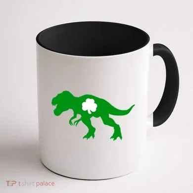 Irish Clover T-Rex Coffee Mug back