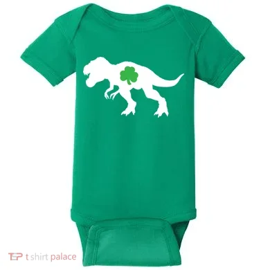 Irish Clover T-Rex Baby Bodysuit
