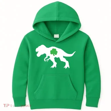 Irish Clover T-Rex Kids Hoodie