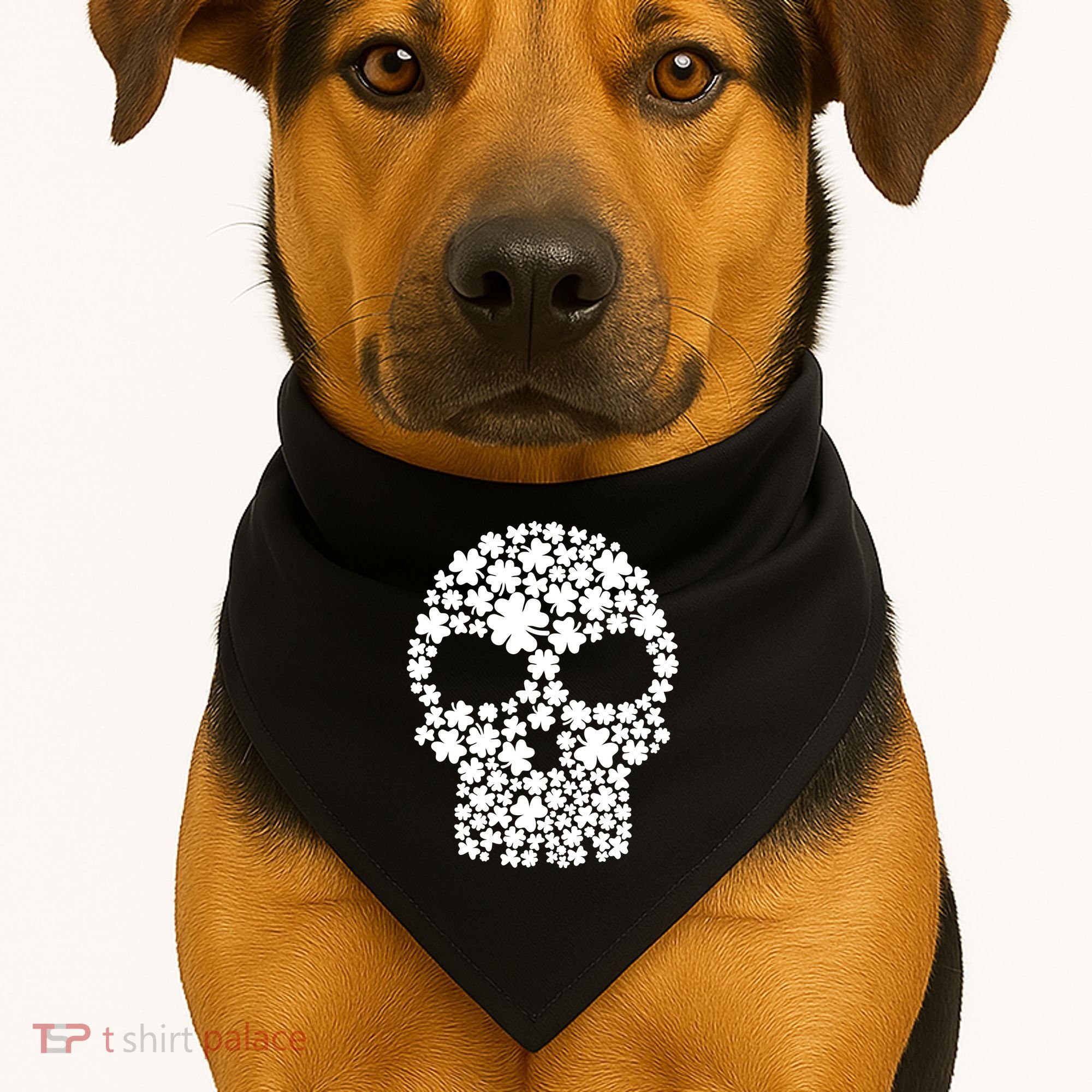 Irish Clovers St. Patrick's Day Skull USA-Made Doggie Bandana