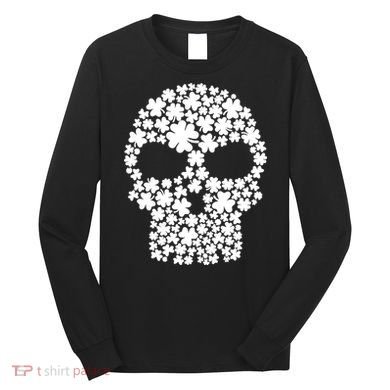 Irish Clovers St. Patrick's Day Skull Long Sleeve Shirt