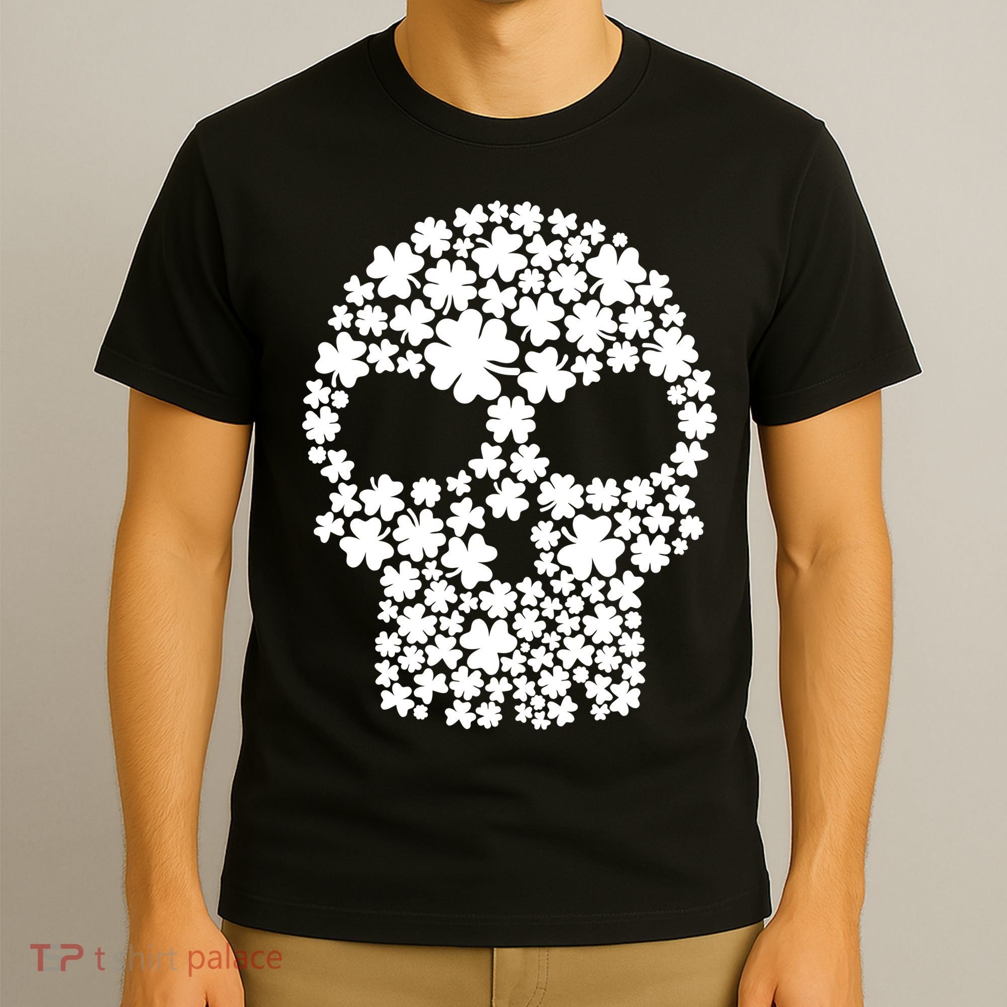 Irish Clovers St. Patrick's Day Skull T-Shirt