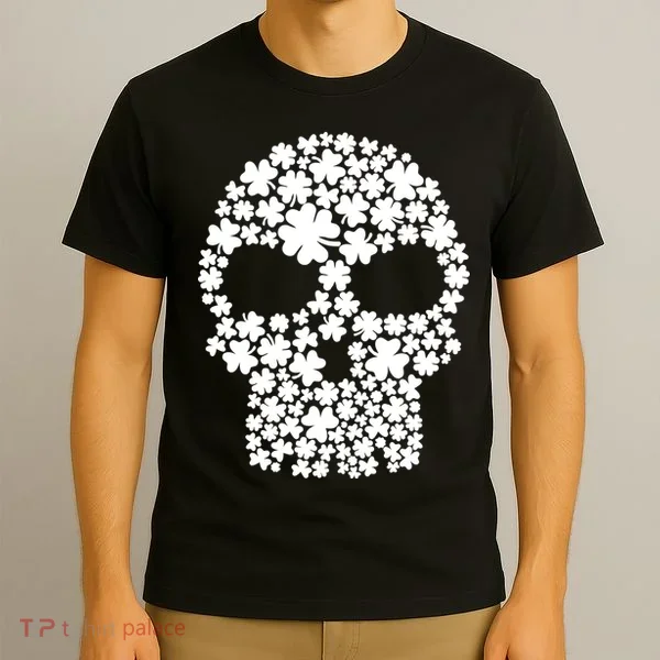 Irish Clovers St. Patrick's Day Skull T-Shirt