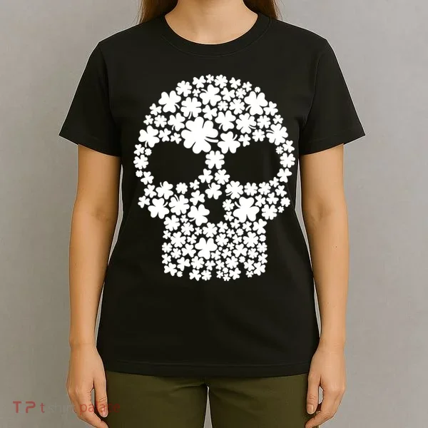 Irish Clovers St. Patrick's Day Skull T-Shirt