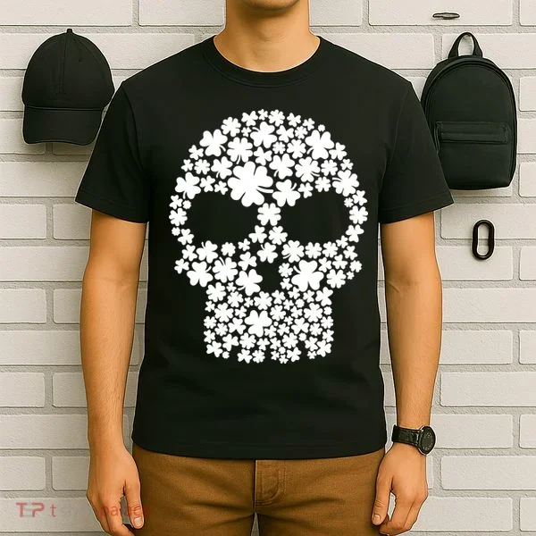 Irish Clovers St. Patrick's Day Skull T-Shirt