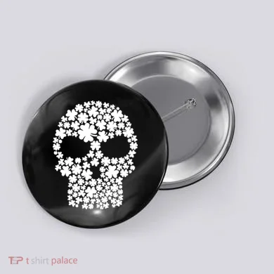 Irish Clovers St. Patrick's Day Skull Button