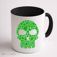 Irish Clovers St. Patrick's Day Skull Coffee Mug thumb 1