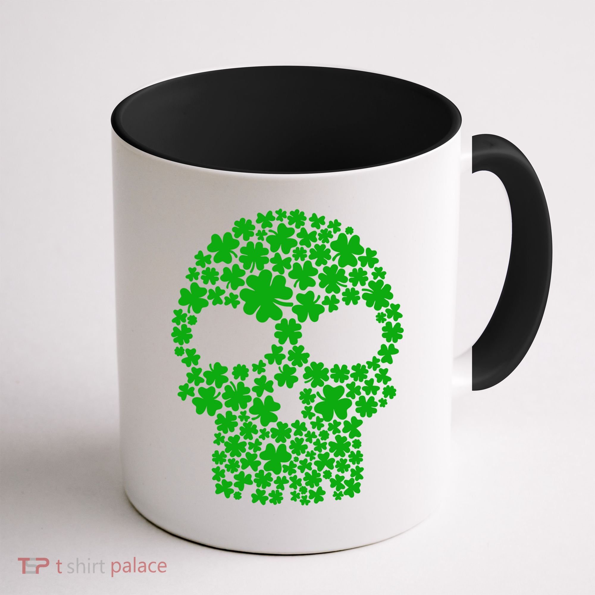 Irish Clovers St. Patrick's Day Skull Coffee Mug