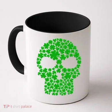 Irish Clovers St. Patrick's Day Skull Coffee Mug
