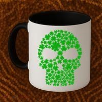 Irish Clovers St. Patrick's Day Skull Coffee Mug thumb 2