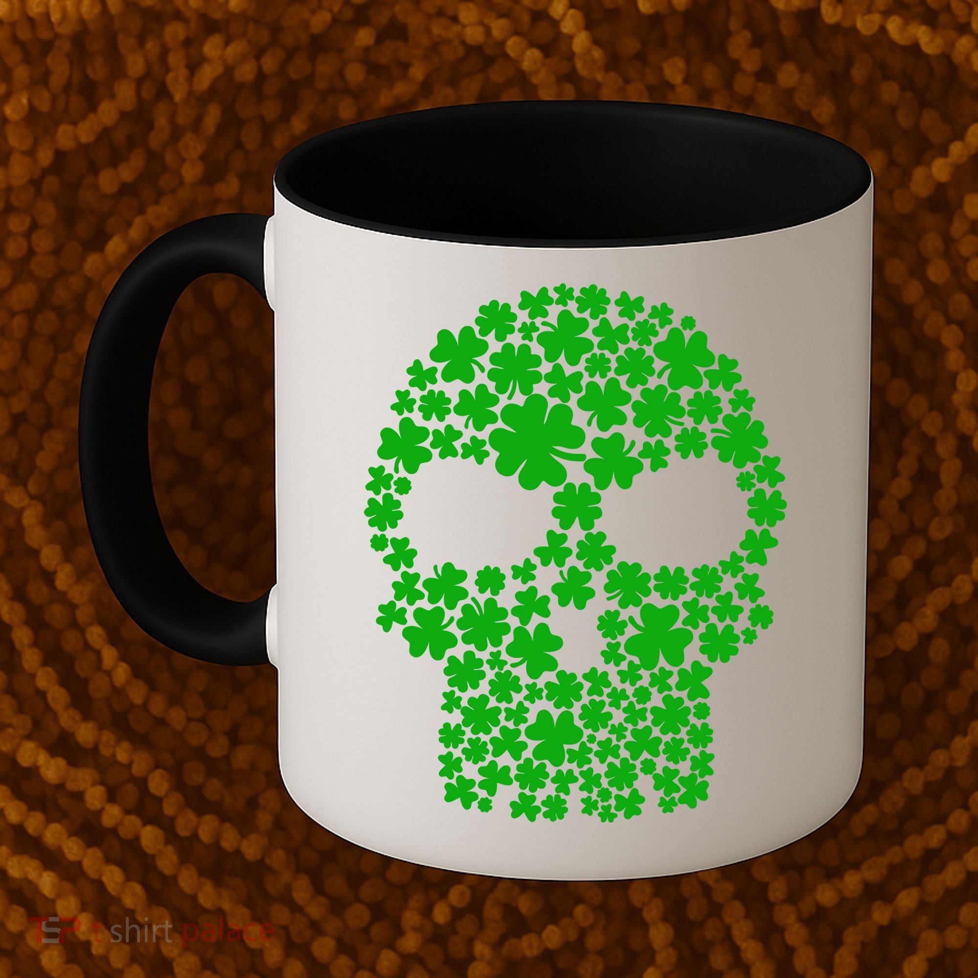 Irish Clovers St. Patrick's Day Skull Coffee Mug