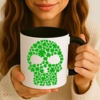 Irish Clovers St. Patrick's Day Skull Coffee Mug thumb 3