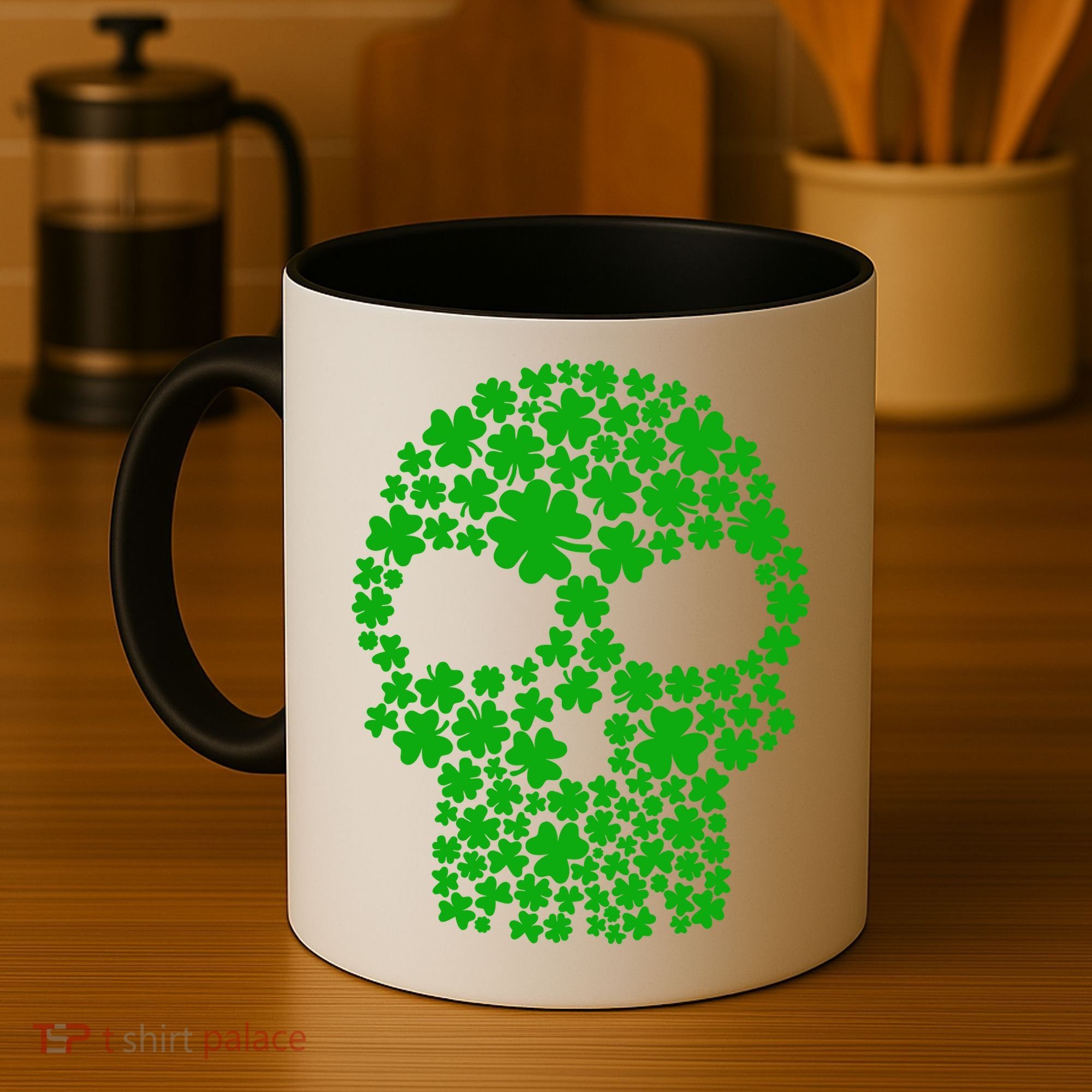 Irish Clovers St. Patrick's Day Skull Coffee Mug