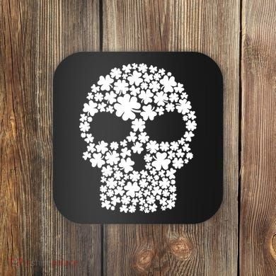 Irish Clovers St. Patrick's Day Skull Coaster