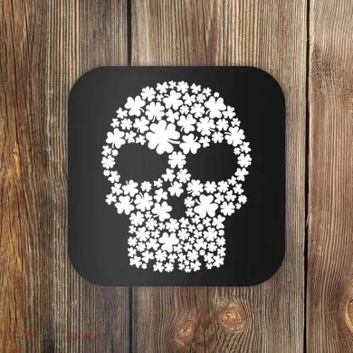 Irish Clovers St. Patrick's Day Skull Coaster