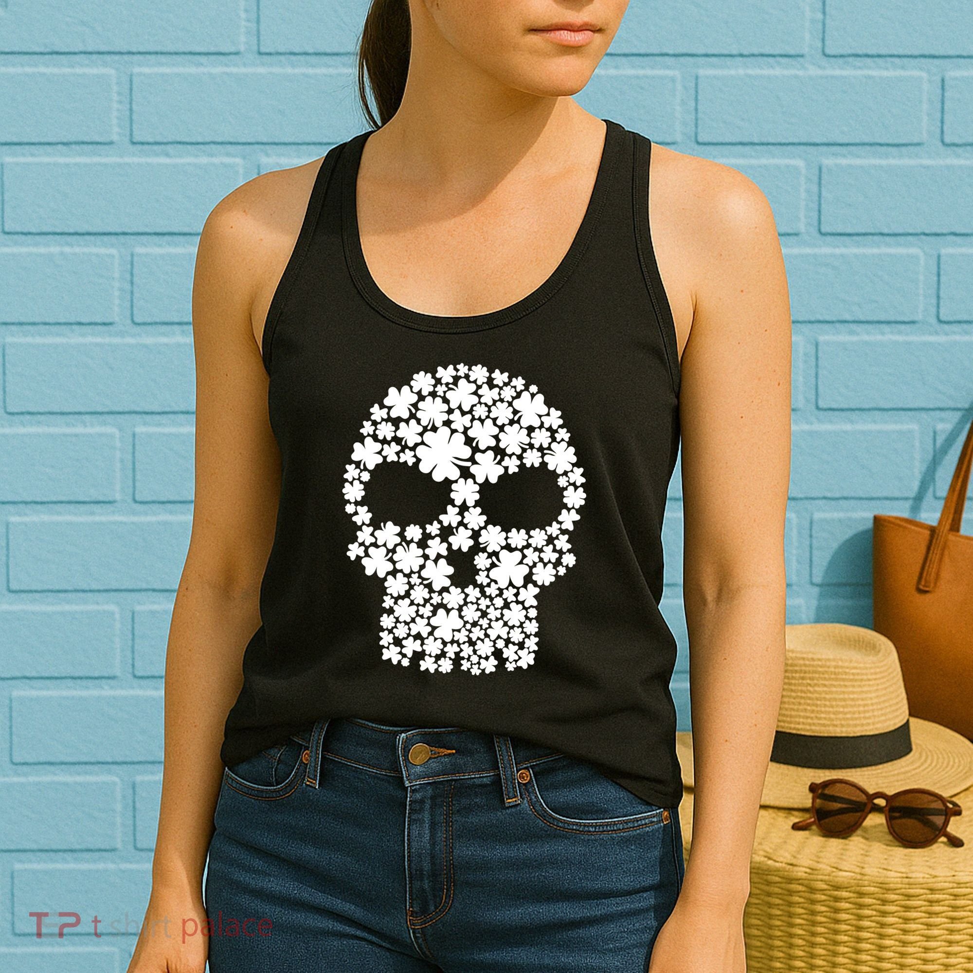 Irish Clovers St. Patrick's Day Skull Women's Tank Top