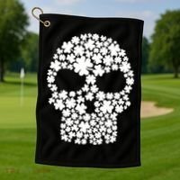 Irish Clovers St. Patrick's Day Skull Golf Towel thumb 1