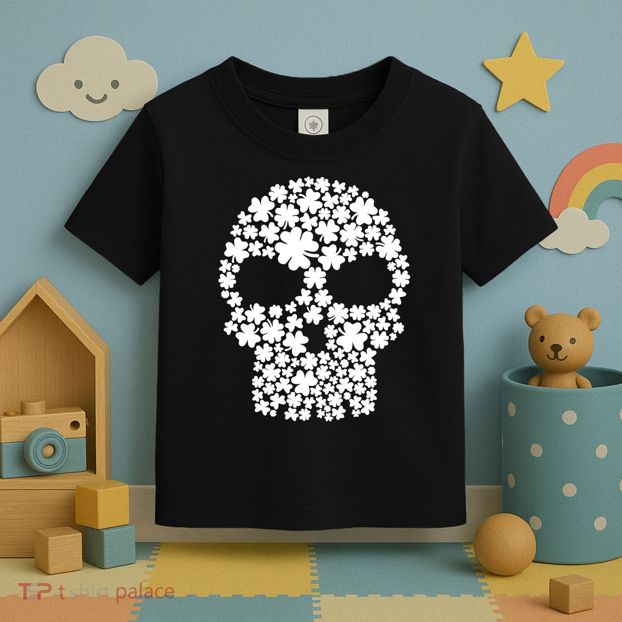Irish Clovers St. Patrick's Day Skull Toddler T-Shirt