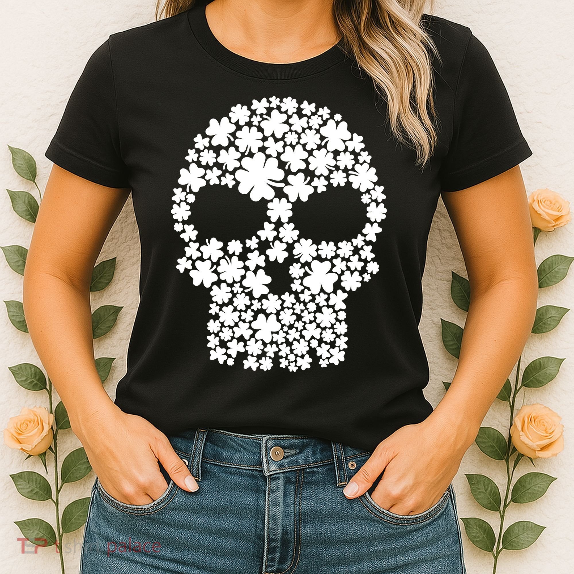 Irish Clovers St. Patrick's Day Skull Women's T-Shirt