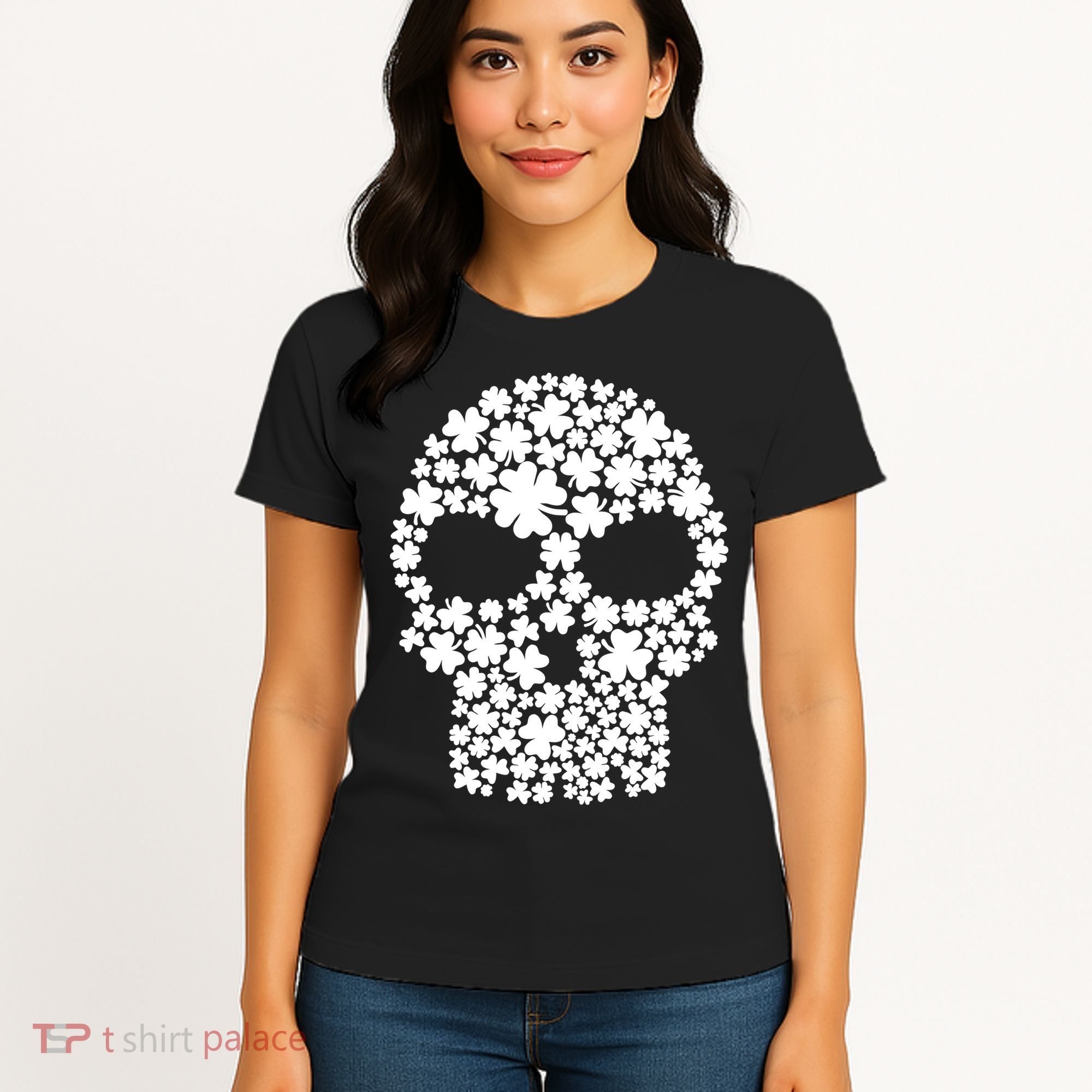 Irish Clovers St. Patrick's Day Skull Women's T-Shirt