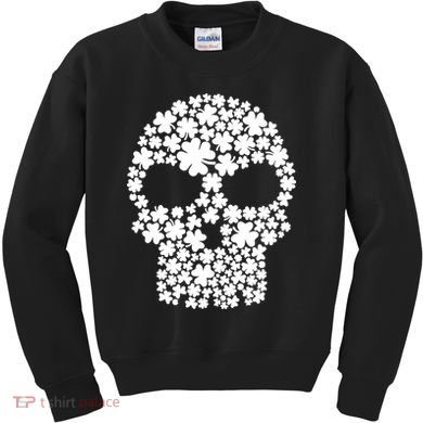 Irish Clovers St. Patrick's Day Skull Kids Sweatshirt